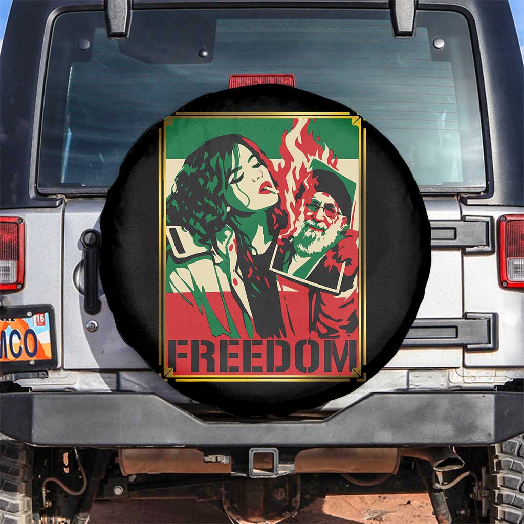 Free Iran Protest Spare Tire Cover Support Women Life Freedom Statement TS11 No hole Black Print Your Wear