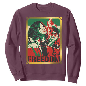 Free Iran Protest Sweatshirt Support Women Life Freedom Statement TS11 Maroon Print Your Wear