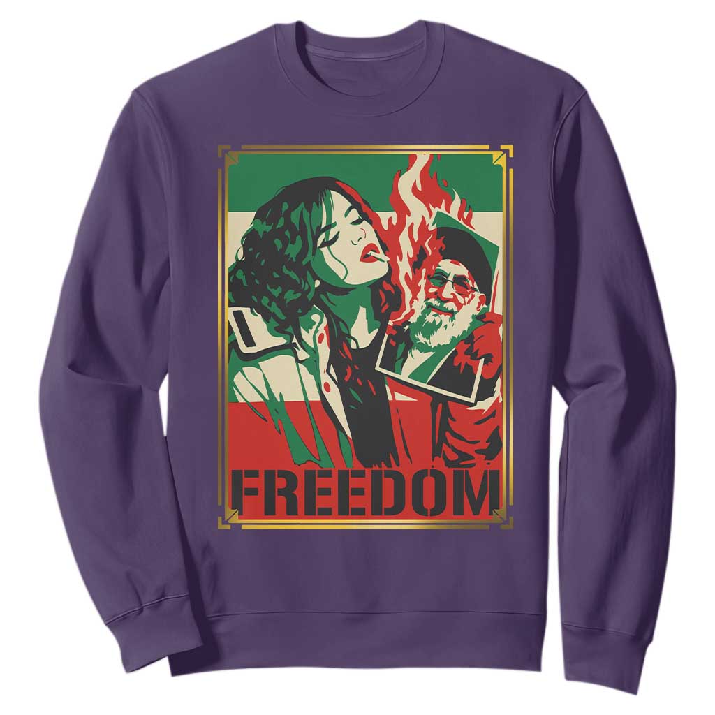 Free Iran Protest Sweatshirt Support Women Life Freedom Statement TS11 Purple Print Your Wear
