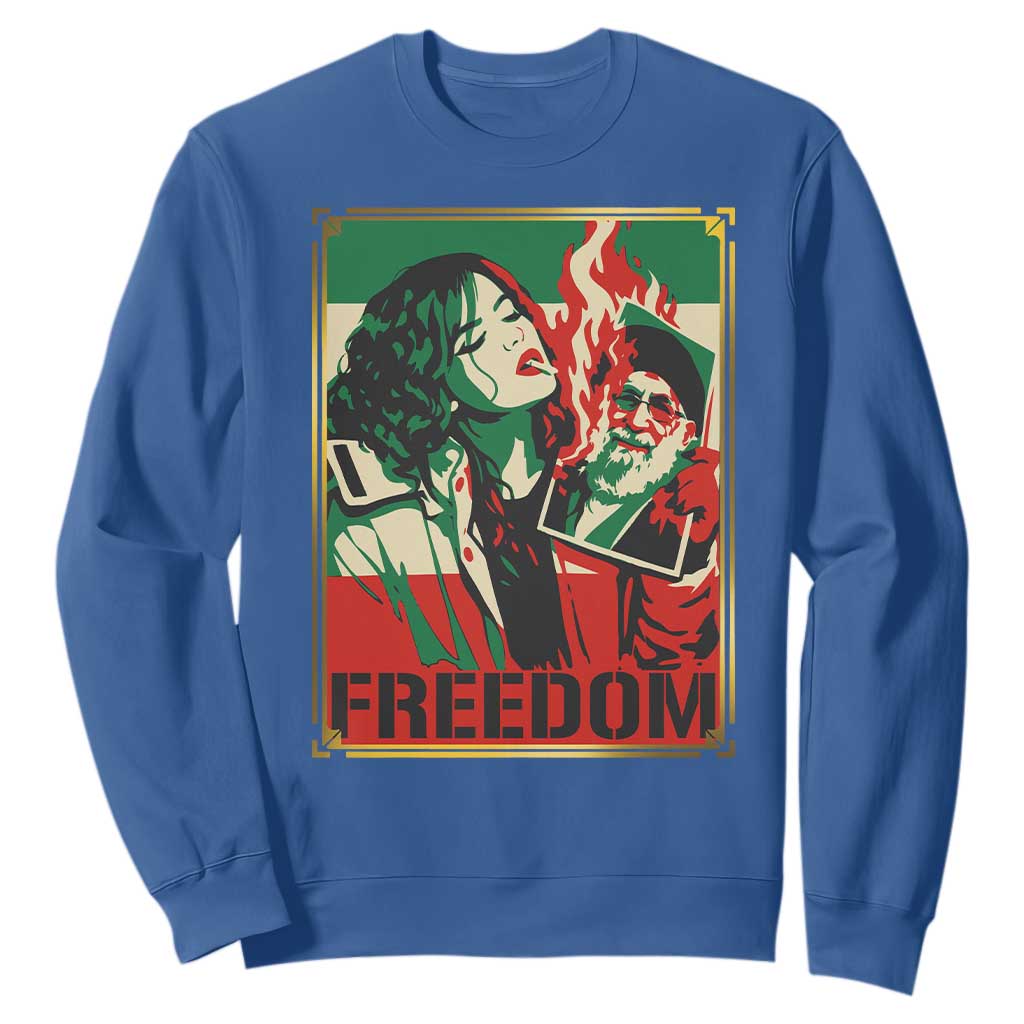 Free Iran Protest Sweatshirt Support Women Life Freedom Statement TS11 Royal Blue Print Your Wear
