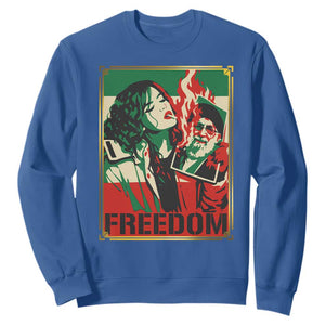 Free Iran Protest Sweatshirt Support Women Life Freedom Statement TS11 Royal Blue Print Your Wear