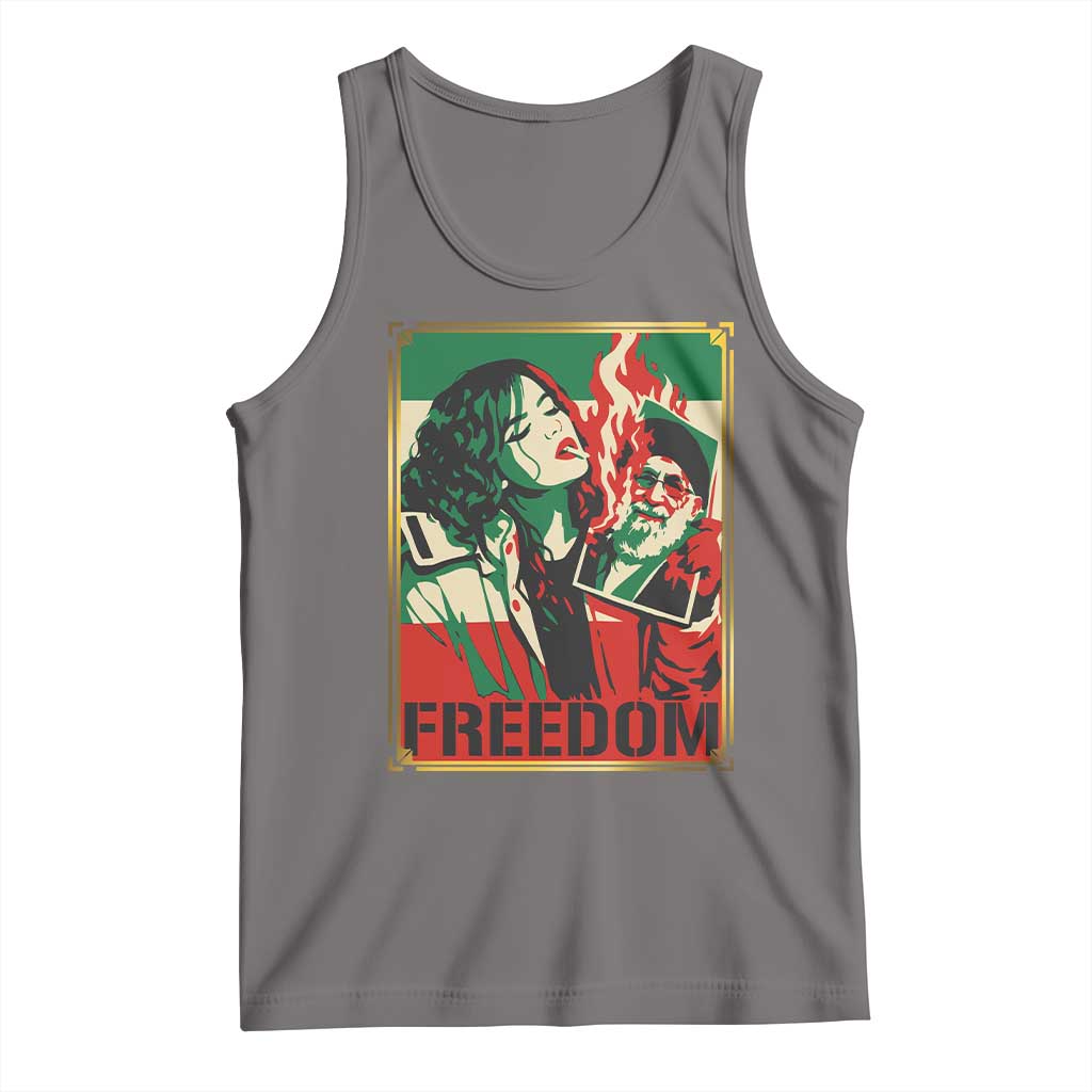 Free Iran Protest Tank Top Support Women Life Freedom Statement TS11 Deep Heather Print Your Wear