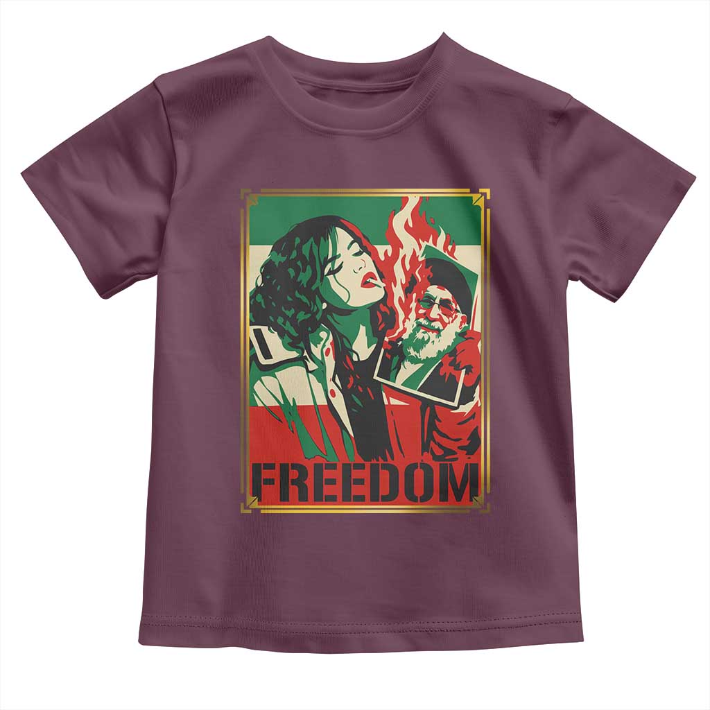 Free Iran Protest Toddler T Shirt Support Women Life Freedom Statement TS11 Maroon Print Your Wear