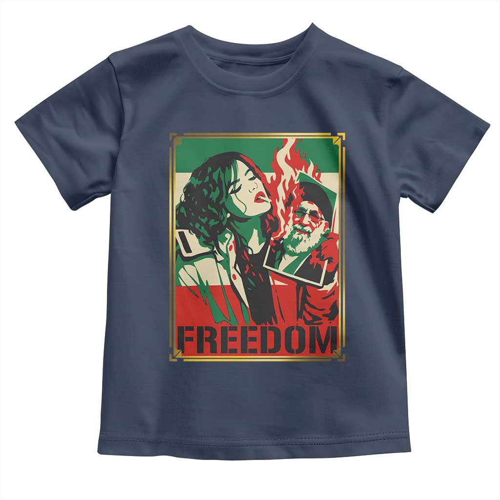 Free Iran Protest Toddler T Shirt Support Women Life Freedom Statement TS11 Navy Print Your Wear