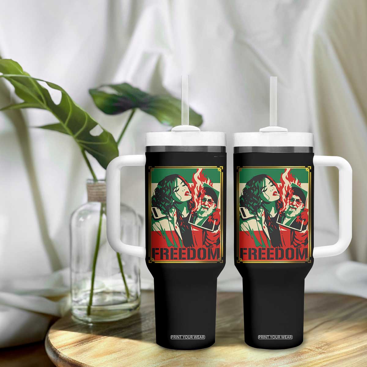 Free Iran Protest Tumbler With Handle Support Women Life Freedom Statement TS11 Print Your Wear
