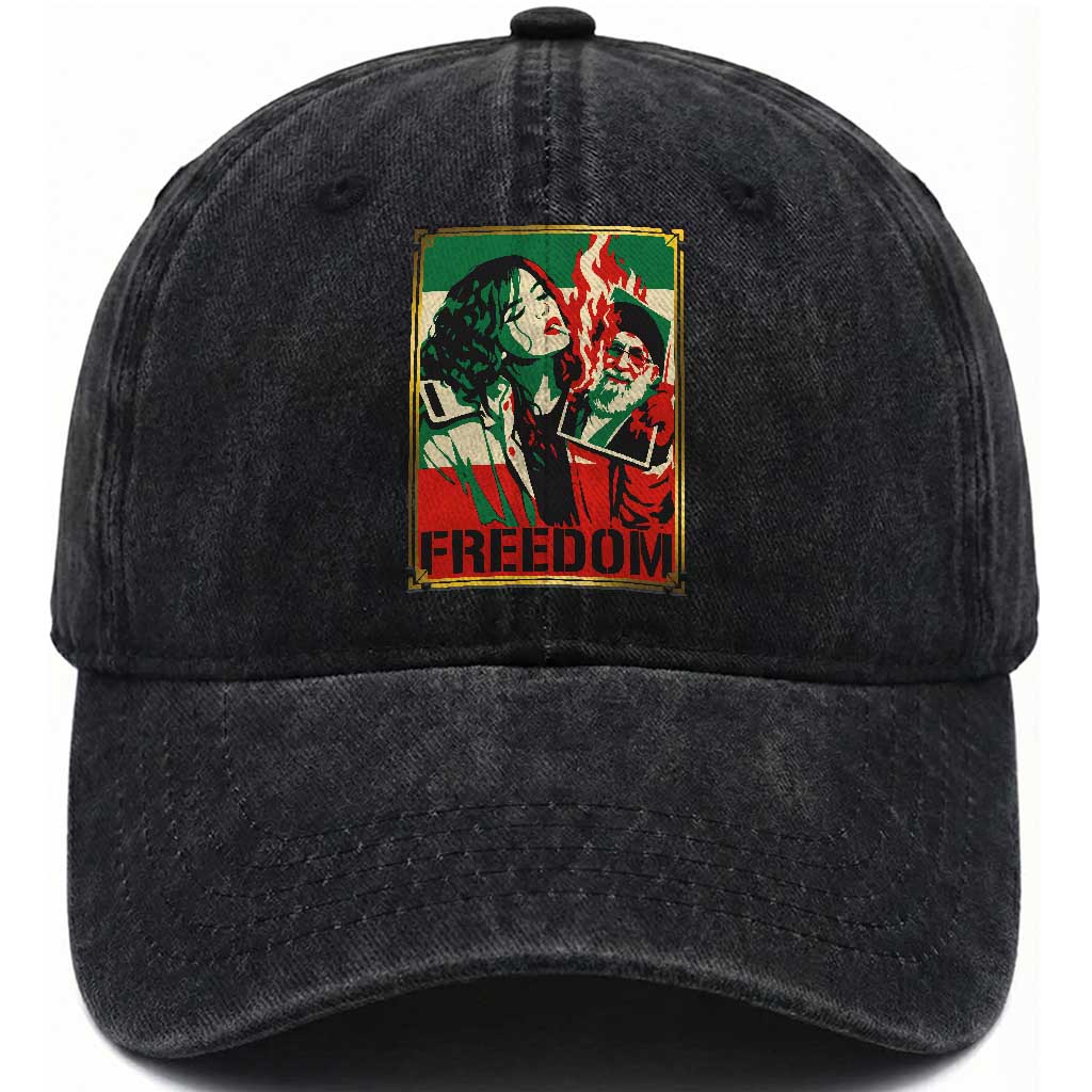 Free Iran Protest Washed Cotton Baseball Cap Support Women Life Freedom Statement TS11 Print Your Wear