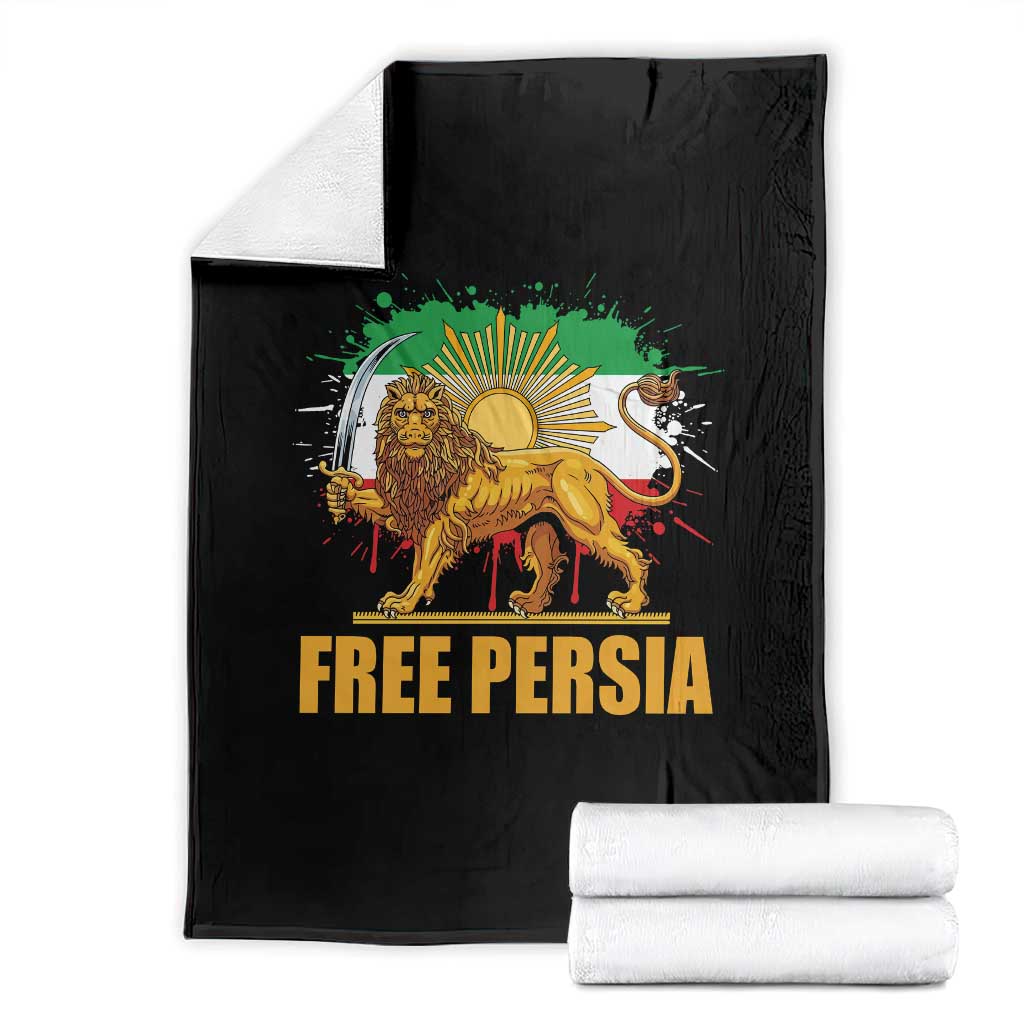 Free Persian Throw Blanket Iran Flag Lion And Sun Persian Pride Iranian Protests TS11 Black Print Your Wear