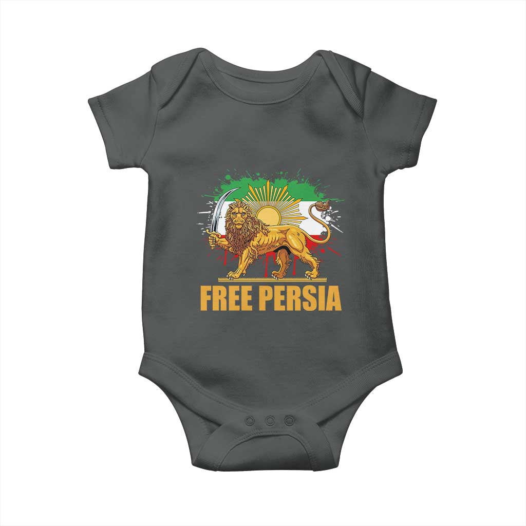 Free Persian Baby Onesie Iran Flag Lion And Sun Persian Pride Iranian Protests TS11 Dark Heather Print Your Wear