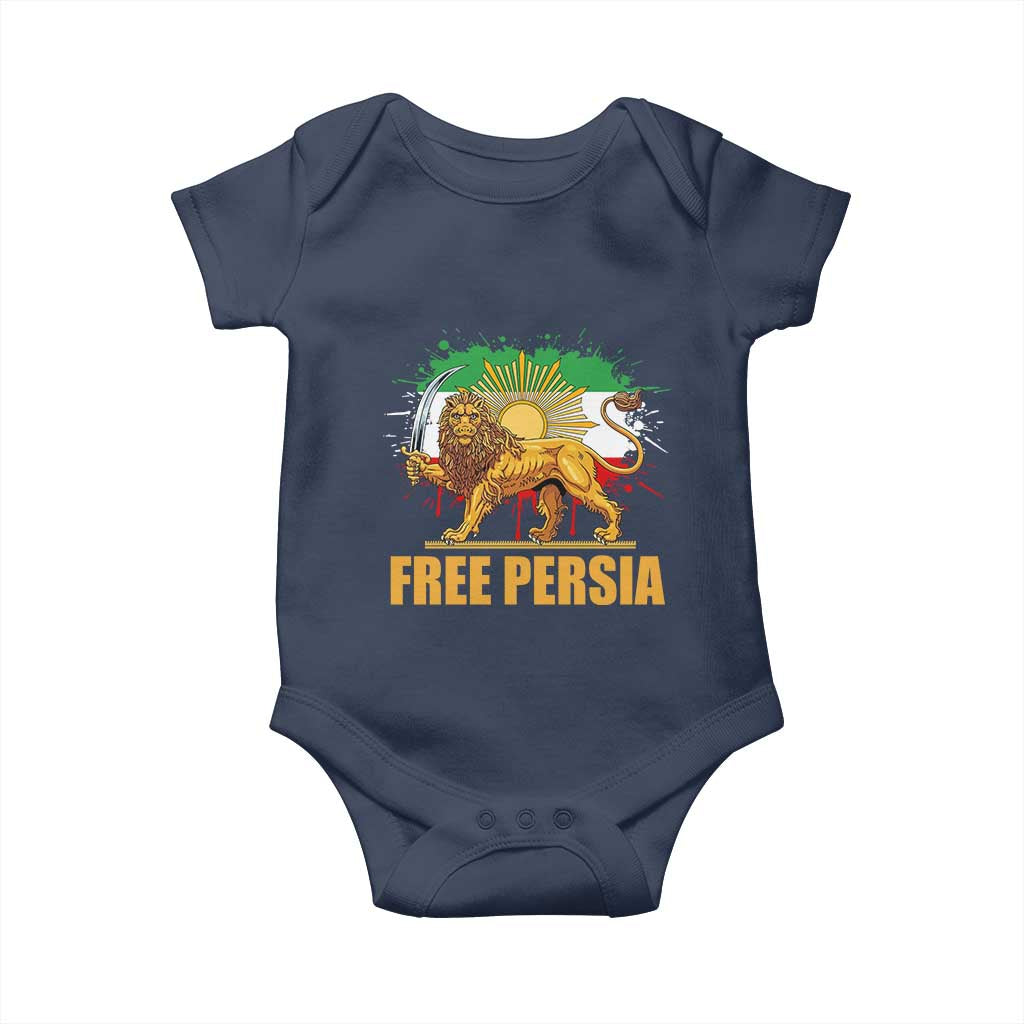 Free Persian Baby Onesie Iran Flag Lion And Sun Persian Pride Iranian Protests TS11 Navy Print Your Wear