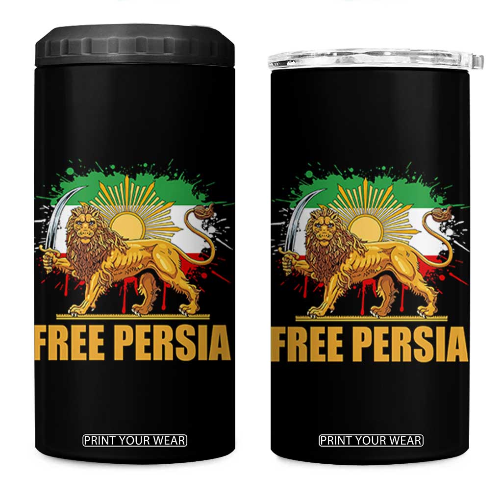 Free Persian 4 in 1 Can Cooler Tumbler Iran Flag Lion And Sun Persian Pride Iranian Protests TS11 One Size: 16 oz Black Print Your Wear