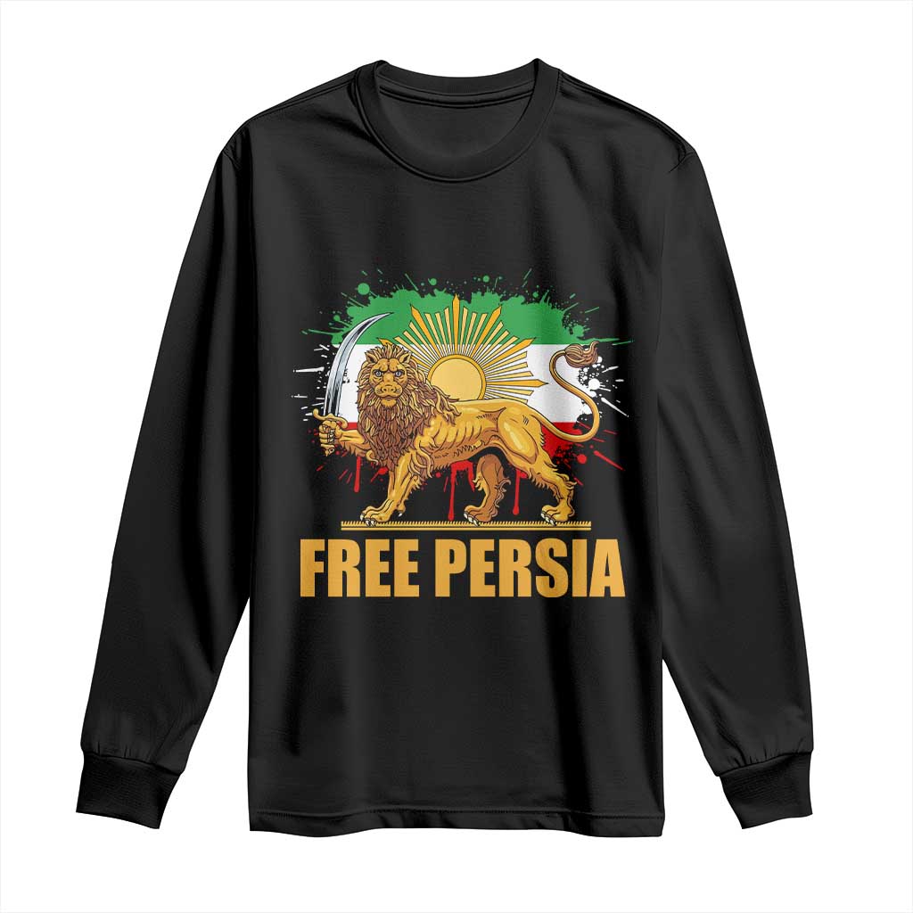 Free Persian Long Sleeve Shirt - Iran Flag Lion And Sun Persian Pride Iranian Protests Tee TS11 Black Print Your Wear