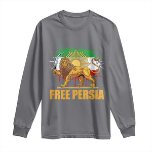 Free Persian Long Sleeve Shirt - Iran Flag Lion And Sun Persian Pride Iranian Protests Tee TS11 Charcoal Print Your Wear