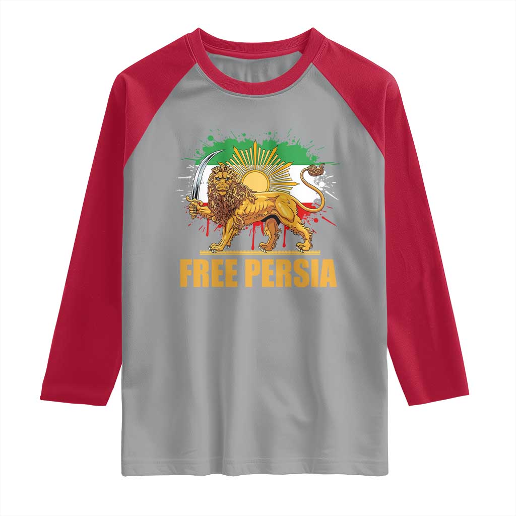 Free Persian Raglan Shirt Iran Flag Lion And Sun Persian Pride Iranian Protests TS11 Sport Gray Red Print Your Wear