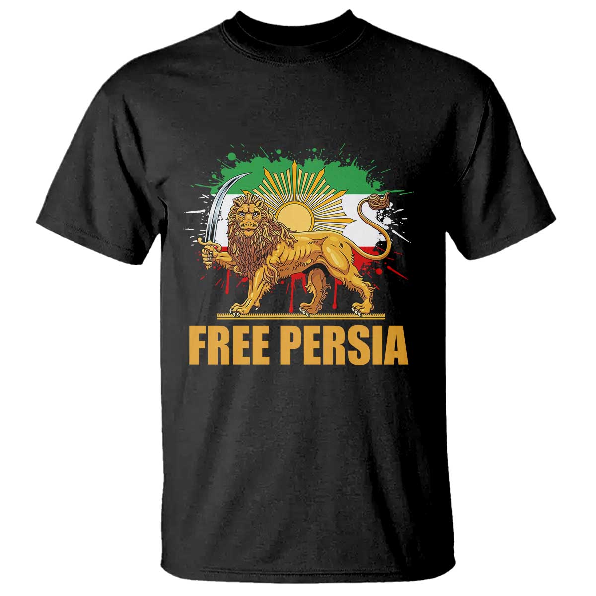 Free Persian T Shirt - Iran Flag Lion And Sun Persian Pride Iranian Protests Freedom Tee TS11 Black Print Your Wear