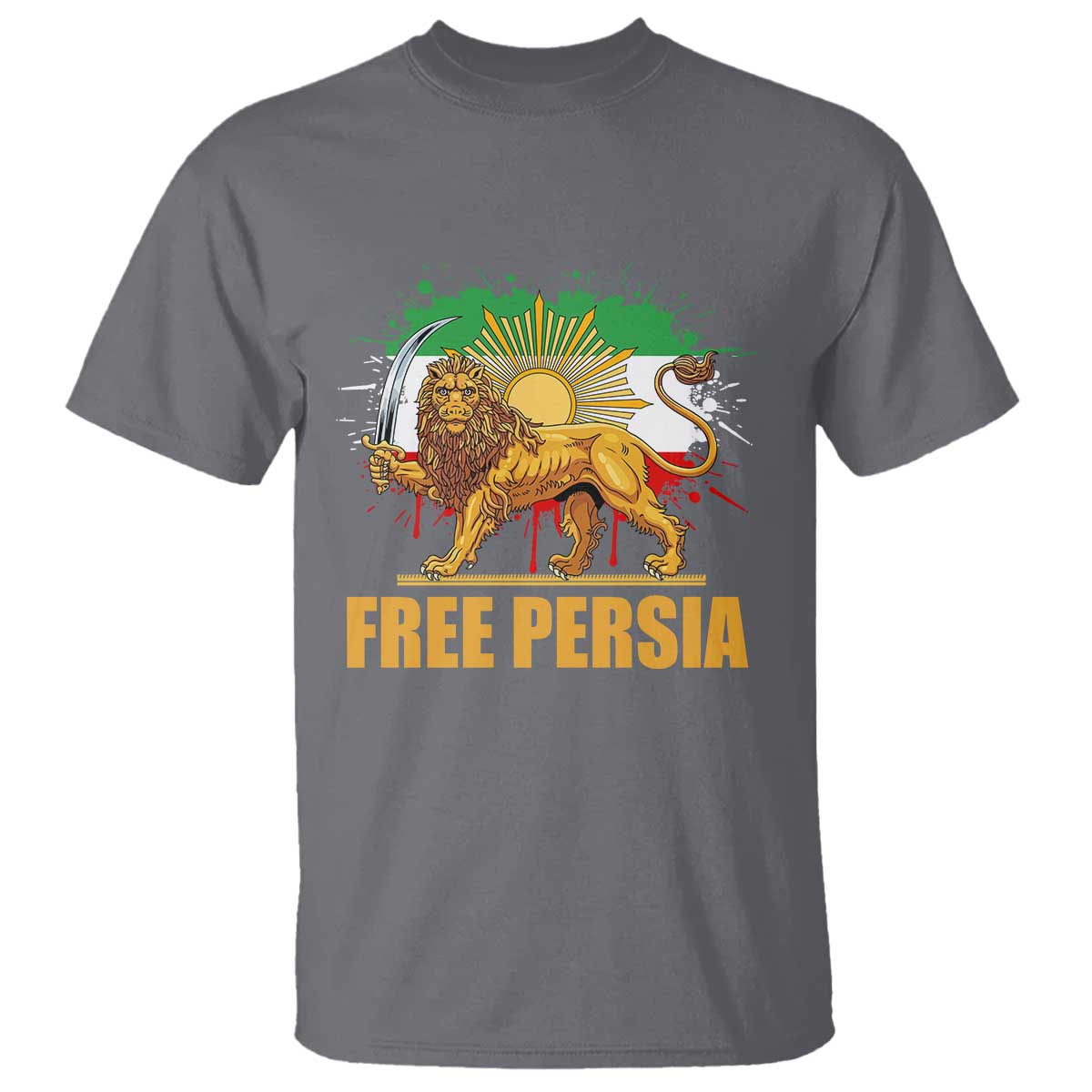 Free Persian T Shirt - Iran Flag Lion And Sun Persian Pride Iranian Protests Freedom Tee TS11 Charcoal Print Your Wear