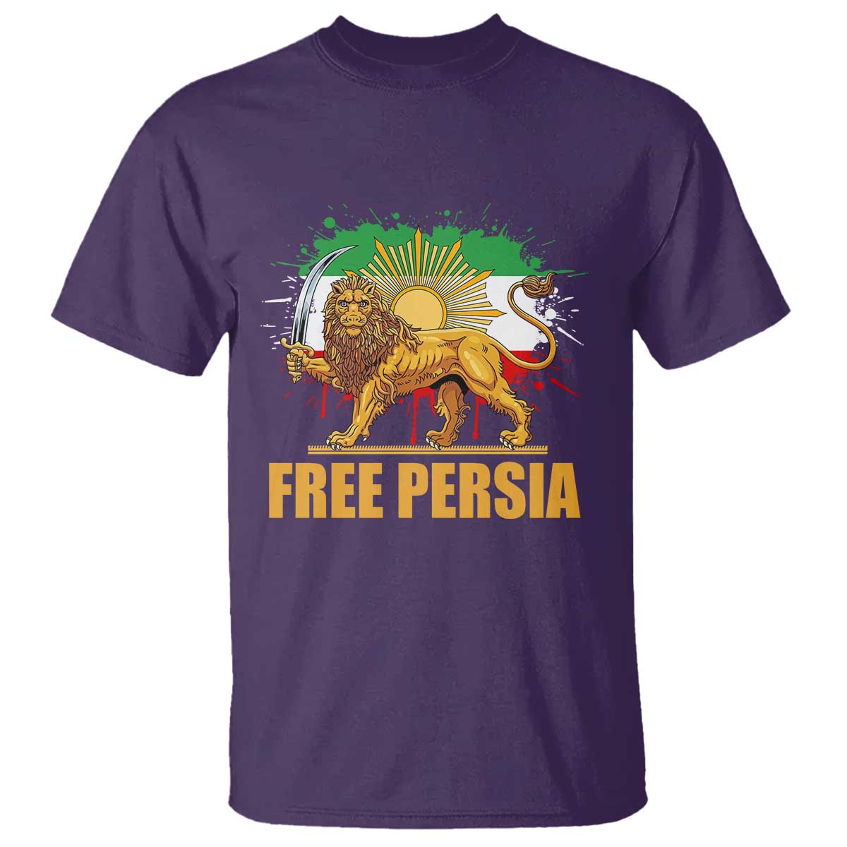 Free Persian T Shirt - Iran Flag Lion And Sun Persian Pride Iranian Protests Freedom Tee TS11 Purple Print Your Wear