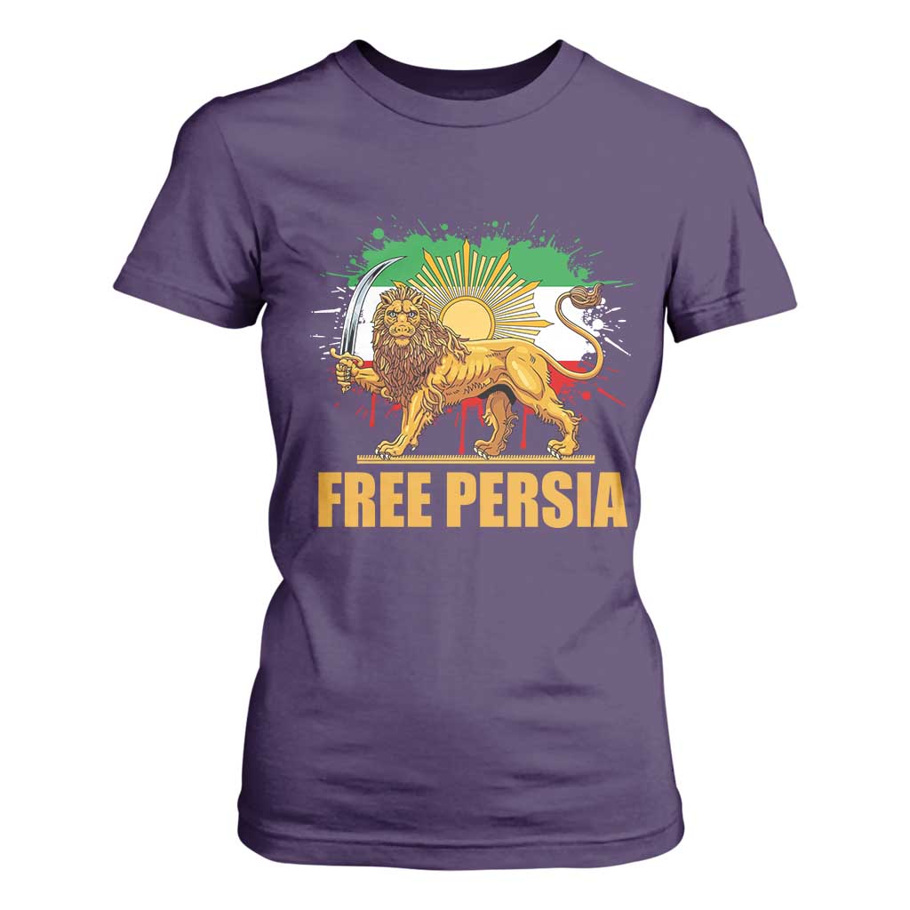 Free Persian T Shirt For Women Iran Flag Lion And Sun Persian Pride Iranian Protests TS11 Purple Print Your Wear