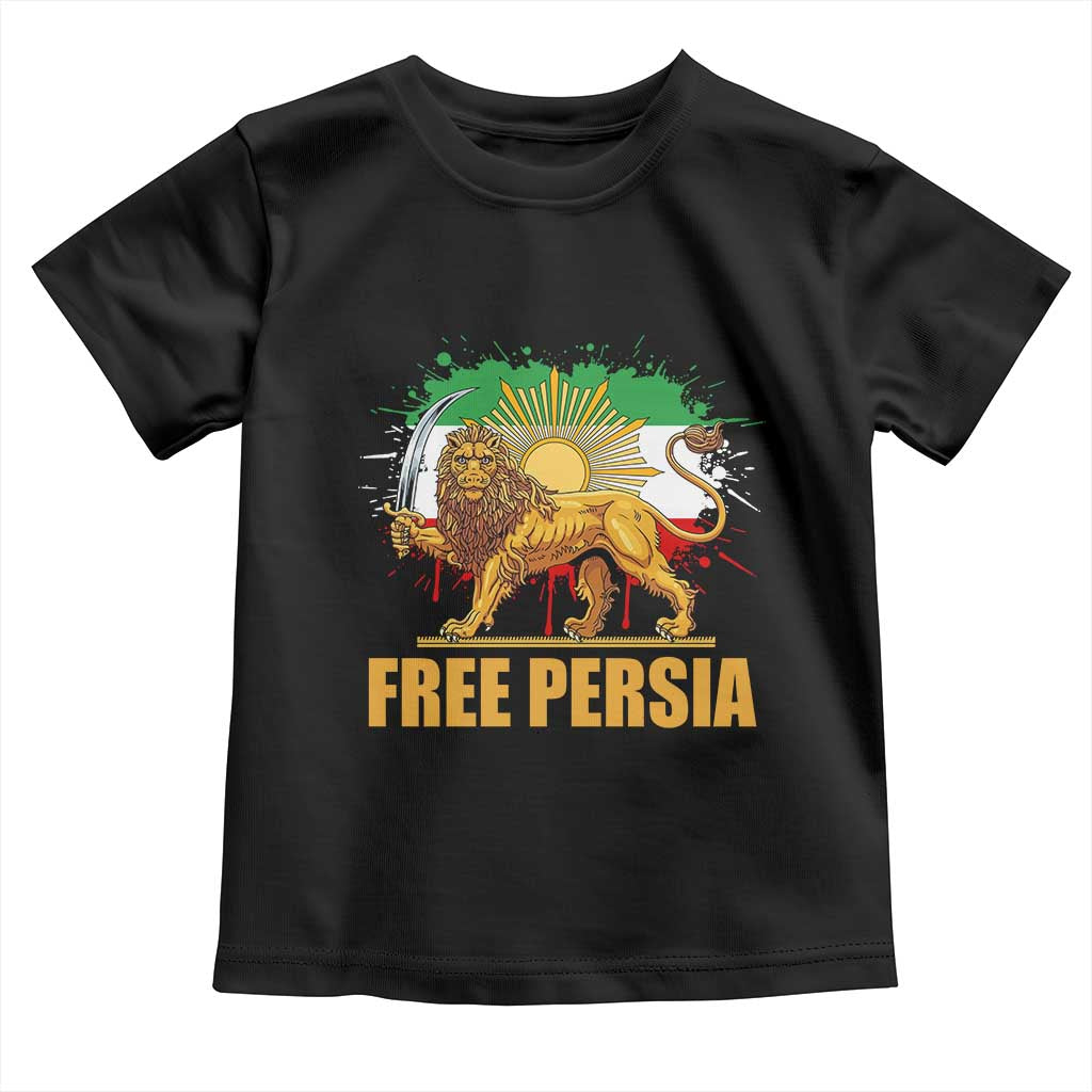 Free Persian Toddler T Shirt Iran Flag Lion And Sun Persian Pride Iranian Protests TS11 Black Print Your Wear