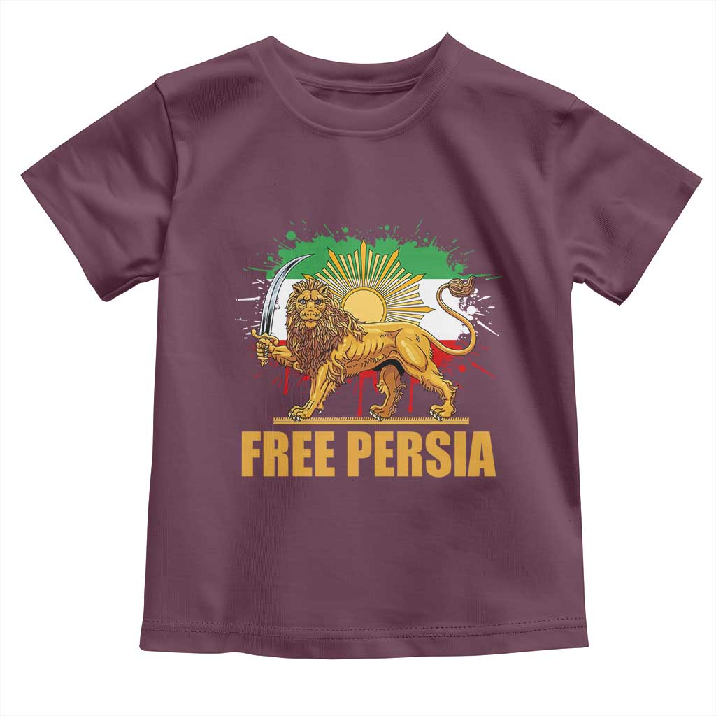 Free Persian Toddler T Shirt Iran Flag Lion And Sun Persian Pride Iranian Protests TS11 Maroon Print Your Wear