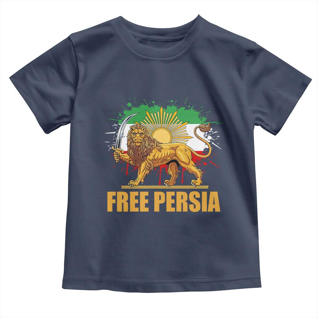 Free Persian Toddler T Shirt Iran Flag Lion And Sun Persian Pride Iranian Protests TS11 Navy Print Your Wear