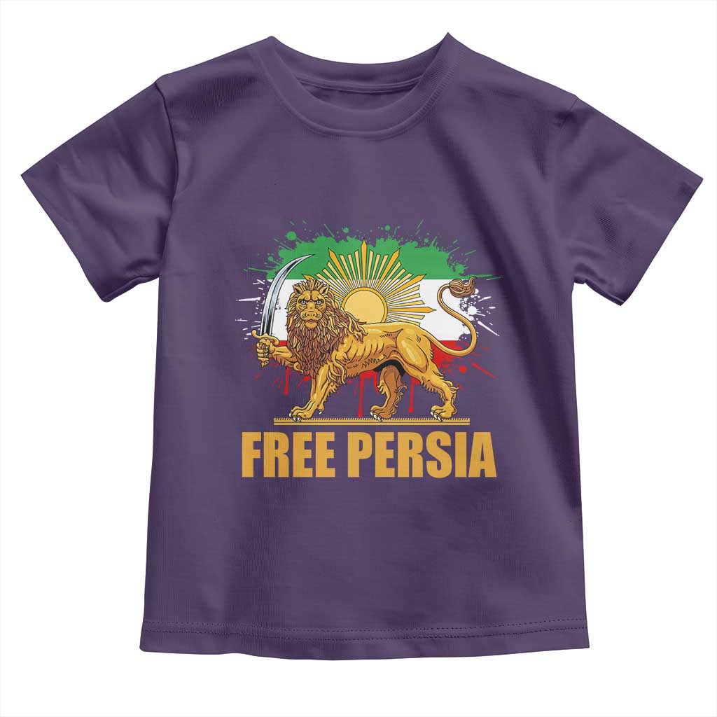 Free Persian Toddler T Shirt Iran Flag Lion And Sun Persian Pride Iranian Protests TS11 Purple Print Your Wear