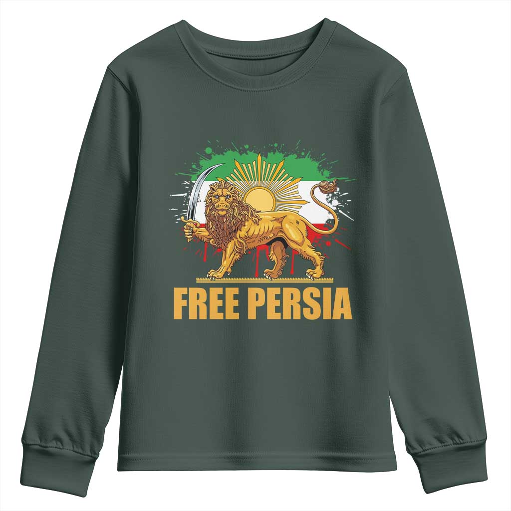 Free Persian Youth Sweatshirt Iran Flag Lion And Sun Persian Pride Iranian Protests TS11 Dark Forest Green Print Your Wear