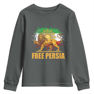 Free Persian Youth Sweatshirt Iran Flag Lion And Sun Persian Pride Iranian Protests TS11 Dark Heather Print Your Wear