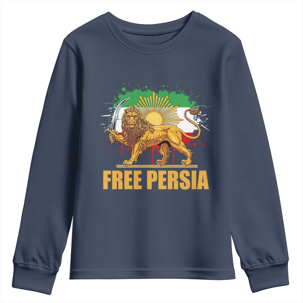 Free Persian Youth Sweatshirt Iran Flag Lion And Sun Persian Pride Iranian Protests TS11 Navy Print Your Wear
