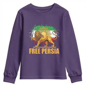 Free Persian Youth Sweatshirt Iran Flag Lion And Sun Persian Pride Iranian Protests TS11 Purple Print Your Wear