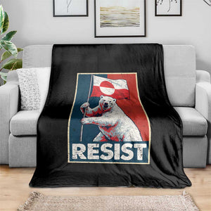 Resist Greenland Polar Bear Holding Flag Art Throw Blanket Resistance Political TS11 Print Your Wear