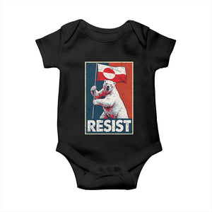 Resist Greenland Polar Bear Holding Flag Art Baby Onesie Resistance Political TS11 Black Print Your Wear
