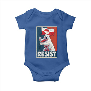Resist Greenland Polar Bear Holding Flag Art Baby Onesie Resistance Political TS11 Royal Blue Print Your Wear