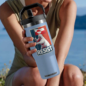 Resist Greenland Polar Bear Holding Flag Art Flip Straw Tumbler Resistance Political TS11 One Size: 30 oz Light Blue Print Your Wear