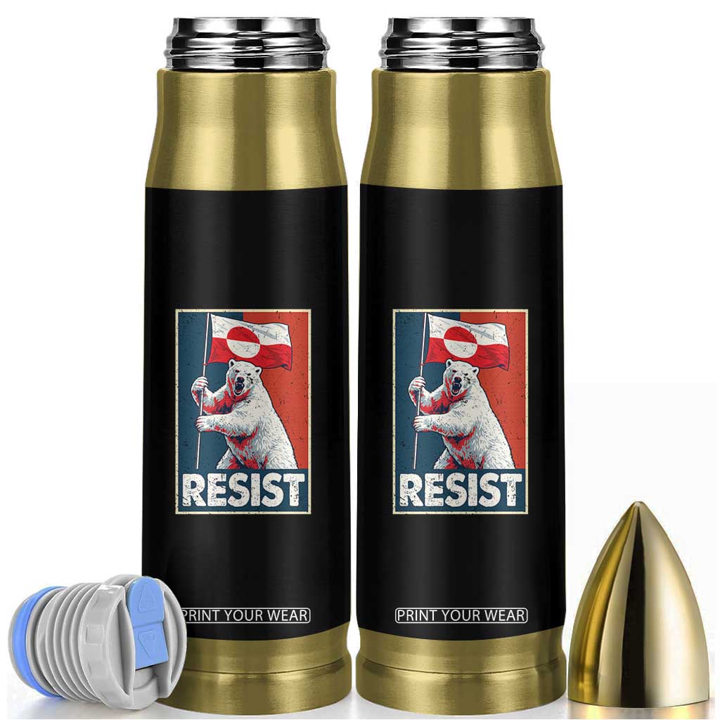 Resist Greenland Polar Bear Holding Flag Art Bullet Tumbler Resistance Political TS11 Black Print Your Wear