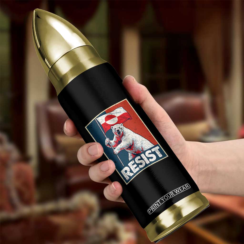 Resist Greenland Polar Bear Holding Flag Art Bullet Tumbler Resistance Political TS11 Print Your Wear