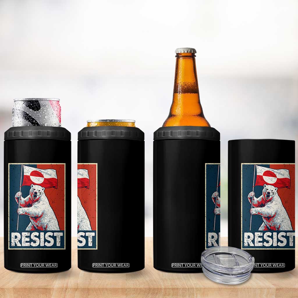 Resist Greenland Polar Bear Holding Flag Art 4 in 1 Can Cooler Tumbler Resistance Political TS11 Print Your Wear