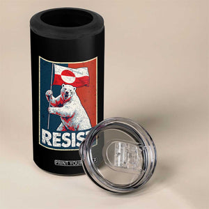 Resist Greenland Polar Bear Holding Flag Art 4 in 1 Can Cooler Tumbler Resistance Political TS11 Print Your Wear