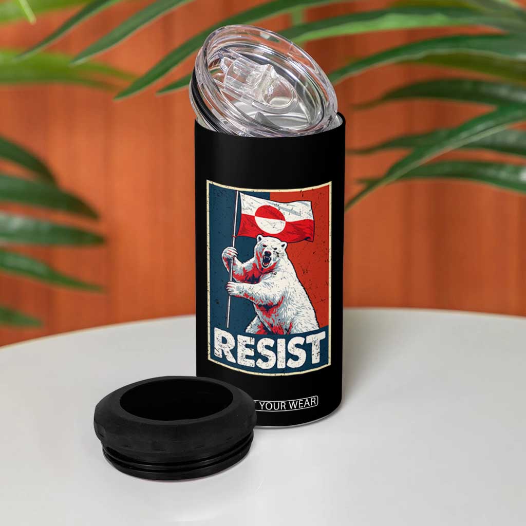 Resist Greenland Polar Bear Holding Flag Art 4 in 1 Can Cooler Tumbler Resistance Political TS11 Print Your Wear