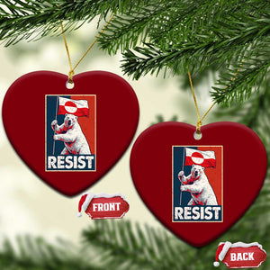 Resist Greenland Polar Bear Holding Flag Art Ceramic Ornament Resistance Political TS11 Print Your Wear