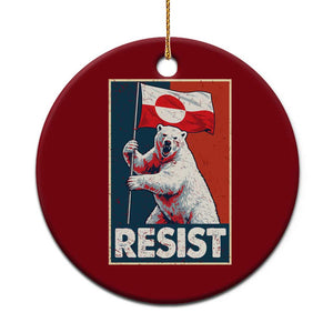 Resist Greenland Polar Bear Holding Flag Art Ceramic Ornament Resistance Political TS11 1pc Red Print Your Wear