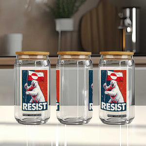 Resist Greenland Polar Bear Holding Flag Art Glass Can Resistance Political TS11 Print Your Wear