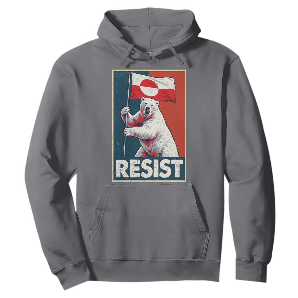 Resist Greenland Polar Bear Holding Flag Art Hoodie Resistance Political TS11 Charcoal Print Your Wear