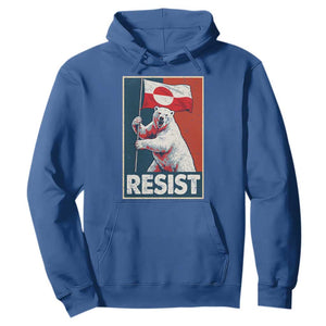 Resist Greenland Polar Bear Holding Flag Art Hoodie Resistance Political TS11 Royal Blue Print Your Wear