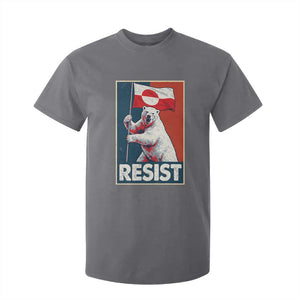 Resist Greenland Polar Bear Holding Flag Art T Shirt For Kid Resistance Political TS11 Charcoal Print Your Wear