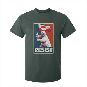 Resist Greenland Polar Bear Holding Flag Art T Shirt For Kid Resistance Political TS11 Dark Forest Green Print Your Wear