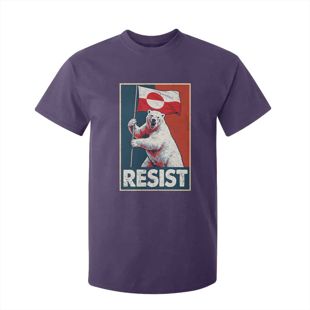 Resist Greenland Polar Bear Holding Flag Art T Shirt For Kid Resistance Political TS11 Purple Print Your Wear