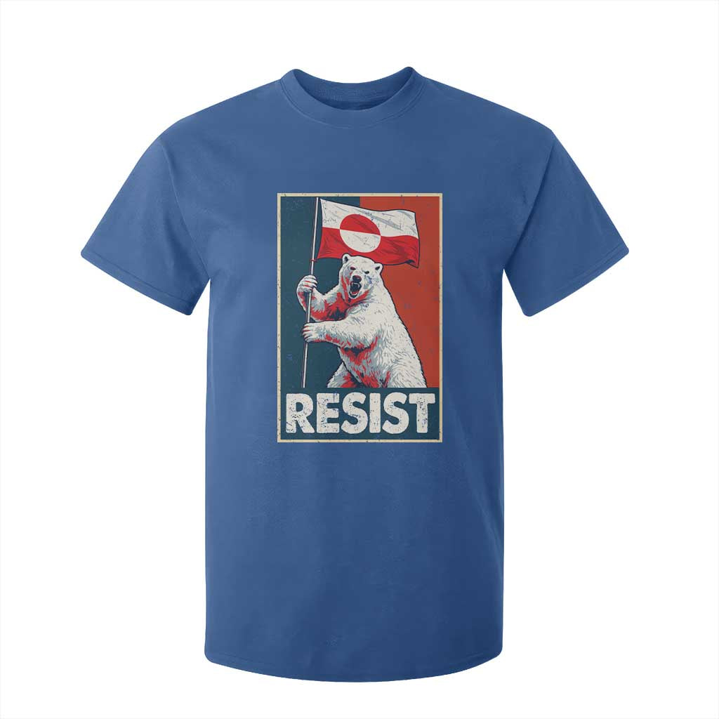 Resist Greenland Polar Bear Holding Flag Art T Shirt For Kid Resistance Political TS11 Royal Blue Print Your Wear