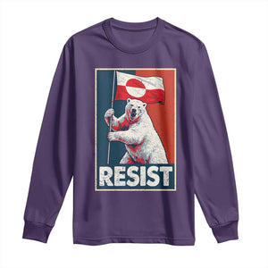 Resist Greenland Polar Bear Holding Flag Art Long Sleeve Shirt Resistance Political TS11 Purple Print Your Wear