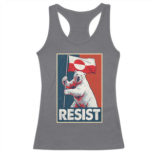 Resist Greenland Polar Bear Holding Flag Art Racerback Tank Top Resistance Political TS11 Charcoal Print Your Wear