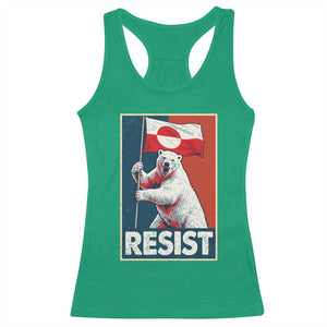 Resist Greenland Polar Bear Holding Flag Art Racerback Tank Top Resistance Political TS11 Irish Green Print Your Wear